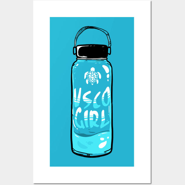 VSCO GIRL TURTLE HYDRO FLASK  Stickers Wall Art by A Comic Wizard